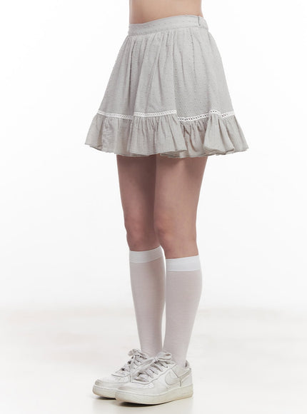 Frill Lace Flare Mini Skirt CY526 Casual style LEWKIN