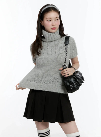 chic-turtleneck-short-sleeve-sweater-id526 / Gray