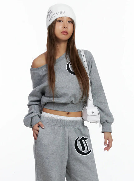 cozy-graphic-thermal-crop-sweatshirt-in528 / Gray
