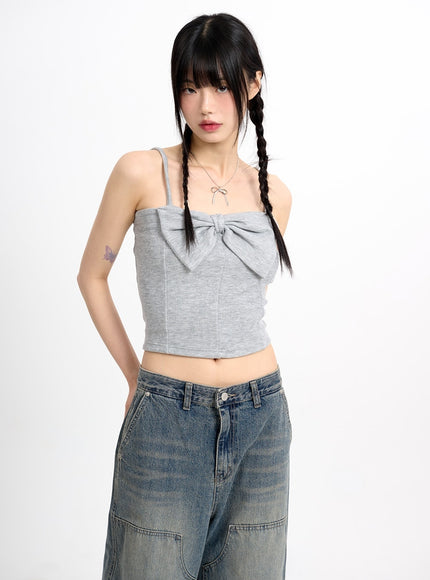 ribbon-square-neck-cami-top-cm415 / Gray