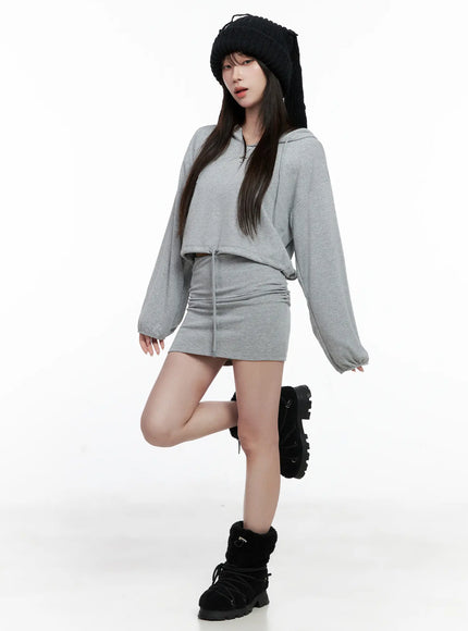 cozy-hoodie-and-skirt-co-ord-co521 / Gray