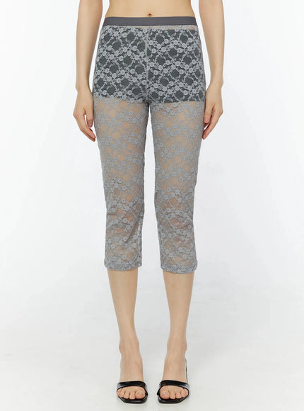 sheer-lace-capri-leggings-iu518 / Gray