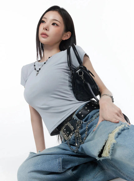 stretch-cap-sleeve-tee-iu512 / Gray
