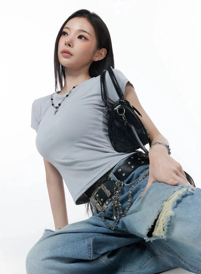 stretch-cap-sleeve-tee-iu512 / Gray