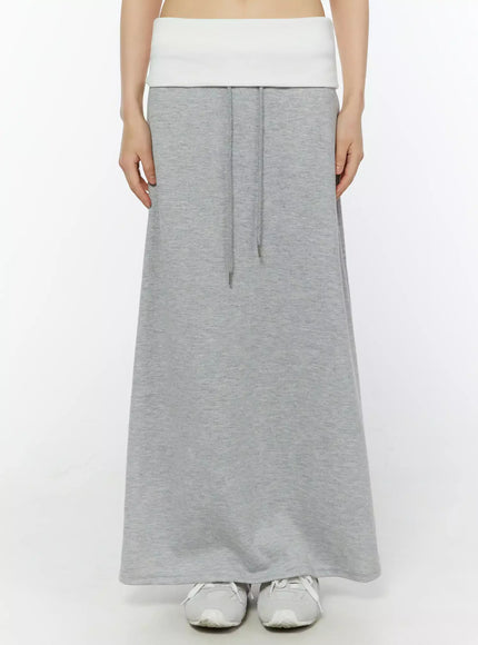 casual-foldover-maxi-skirt-iu509 / Gray