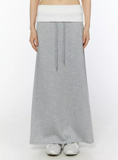casual-foldover-maxi-skirt-iu509 / Gray