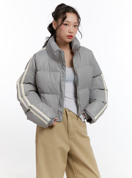 striped-puffer-jacket-cn421 / Gray