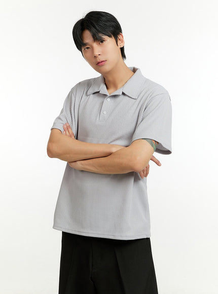 mens-textured-polo-t-shirt-il412 / Gray