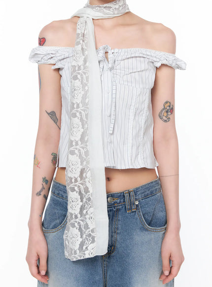 romantic-floral-pattern-scarf-cy508 / Gray