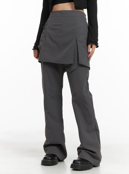 solid-skirt-over-pants-cm421 / Gray