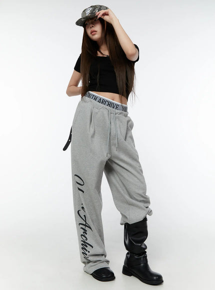 graphic-wide-leg-sweatpants-cy518 / Gray