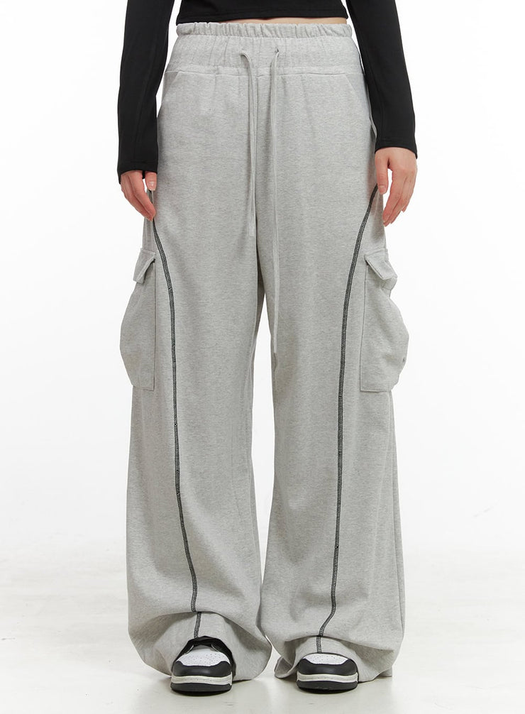 cotton-cargo-stitch-sweatpants-cg419 / Gray