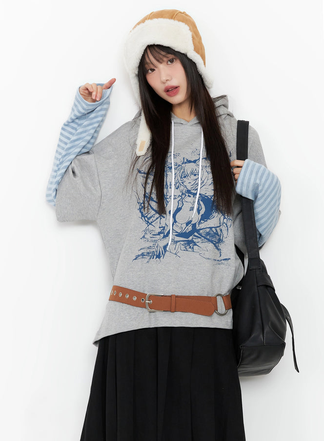 oversized-graphic-hoodie-in507 / Gray