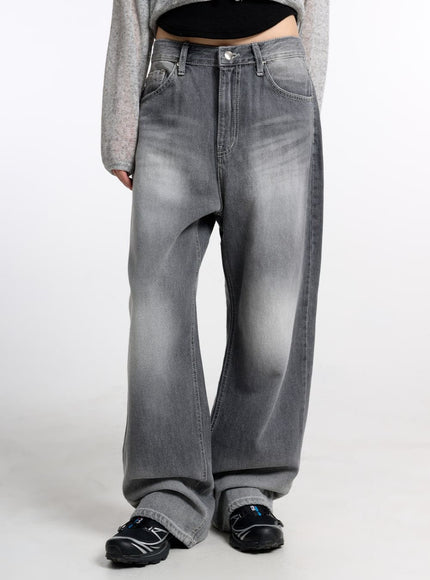 low-waist-washed-baggy-jeans-cm415 / Gray