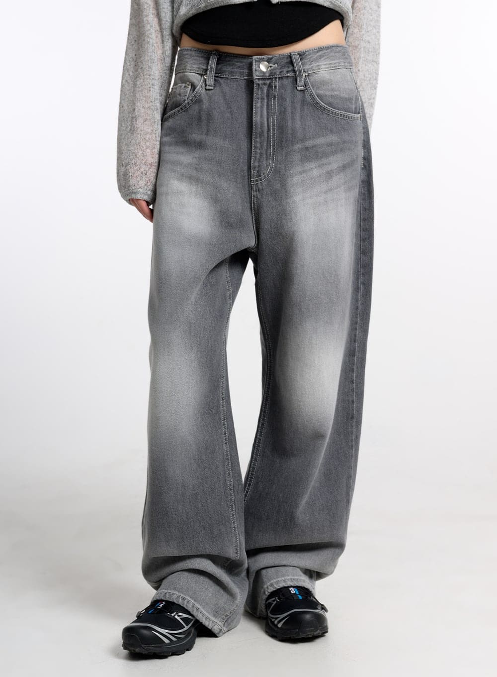 Low Waist Washed Baggy Jeans CM415