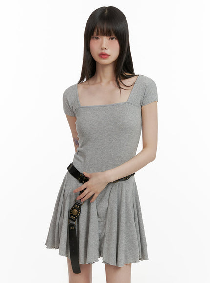 square-neck-mini-dress-cy428 / Gray