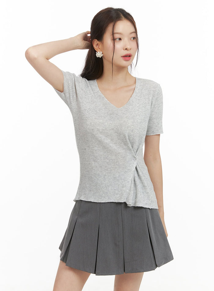 side-buttoned-top-oy417 / Gray