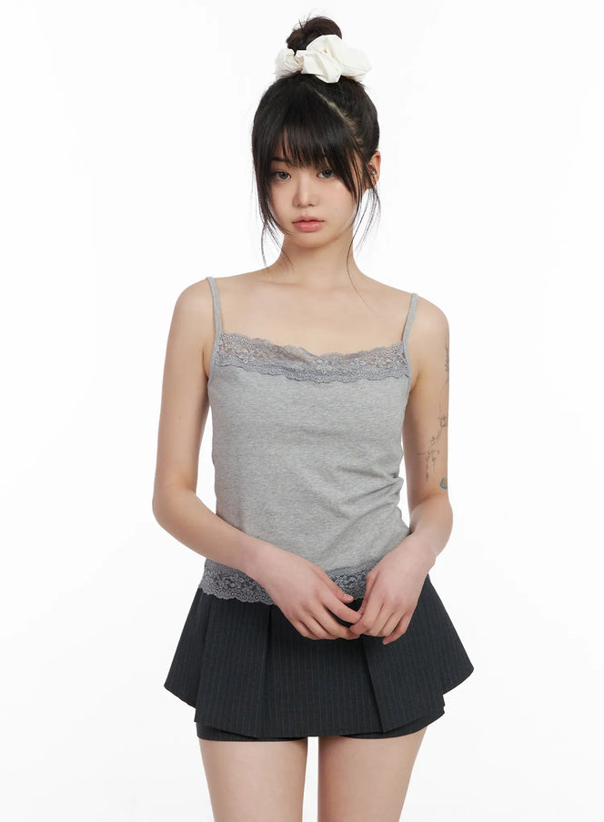 lace-trim-cami-top-cm512 / Gray