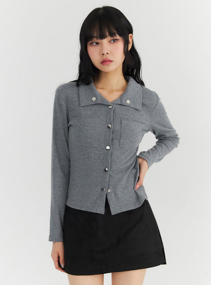 buttoned-collar-t-shirt-co330 / Gray