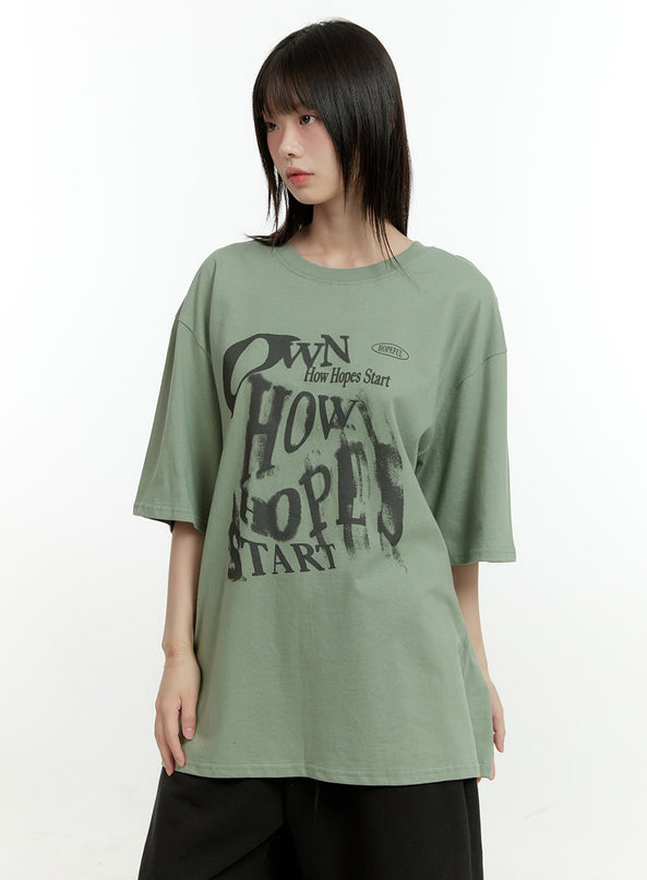 oversize-graphic-cotton-t-shirt-cg402 / Green