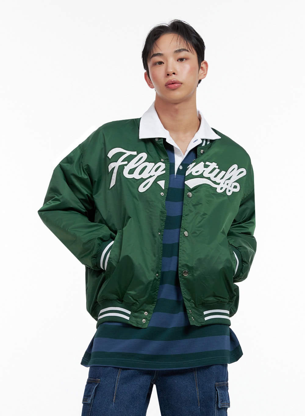 mens-graphic-varsity-jacket-in426 / Green