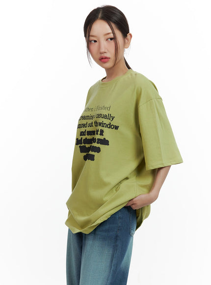 graphic-round-neck-oversized-t-shirt-cu420 / Green