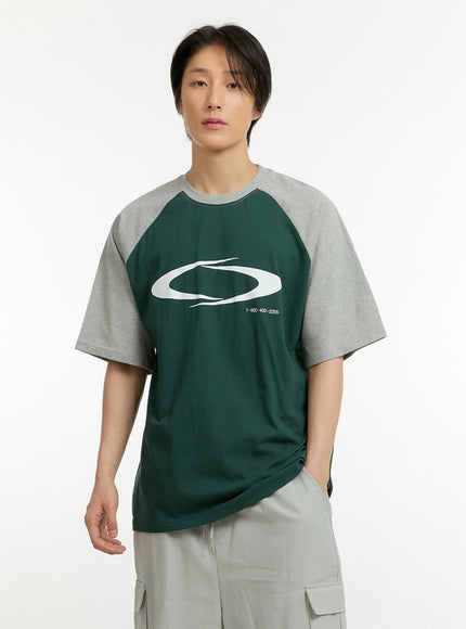 mens-cotton-graphic-raglan-t-shirt-il418 / Green