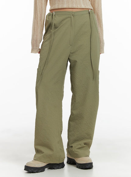 string-straight-leg-pants-cm422 / Green