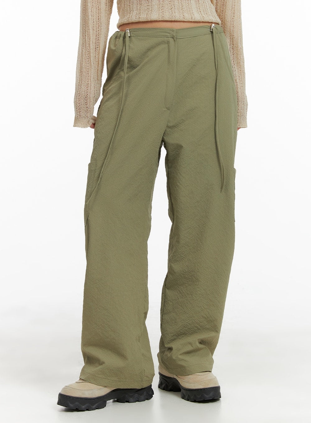 string-straight-leg-pants-cm422 / Green