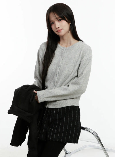 basic-everyday-cardigan-cd514 / Light gray