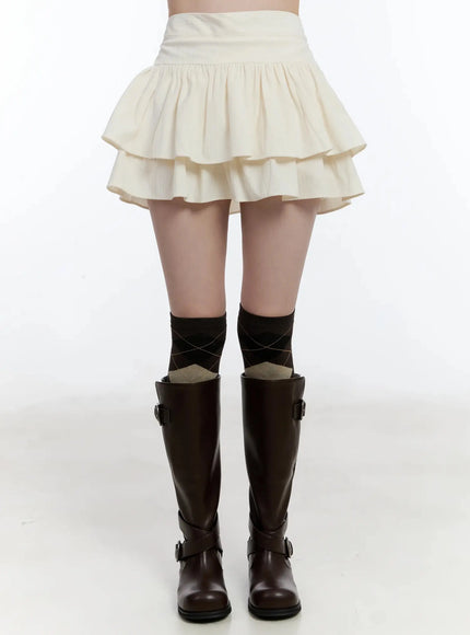 layered-ruffle-skirt-pants-id526 / Light beige