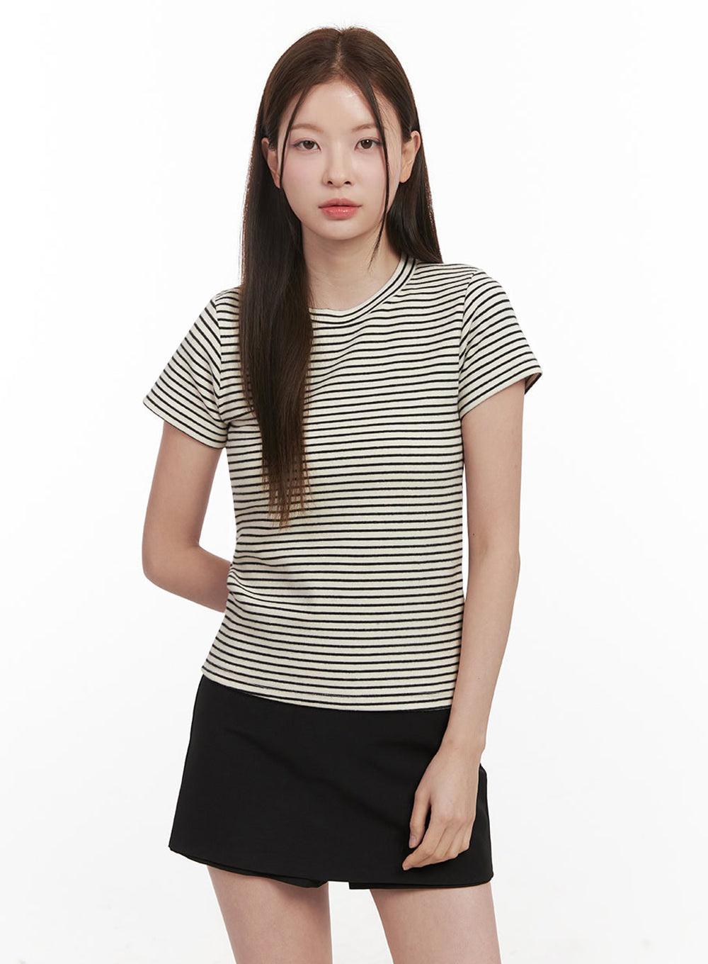 basic-striped-tee-ij527 / Light beige