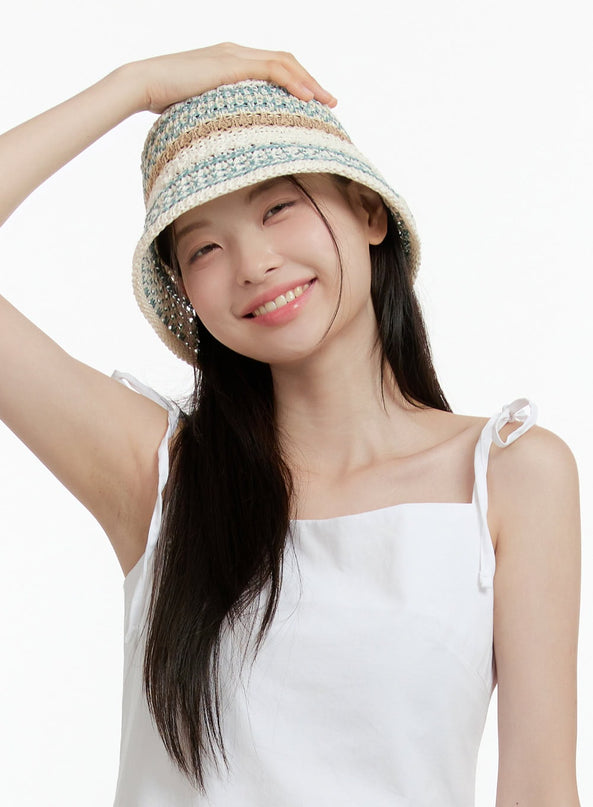 woody-embroidered-bucket-hat-ol424 / Light beige