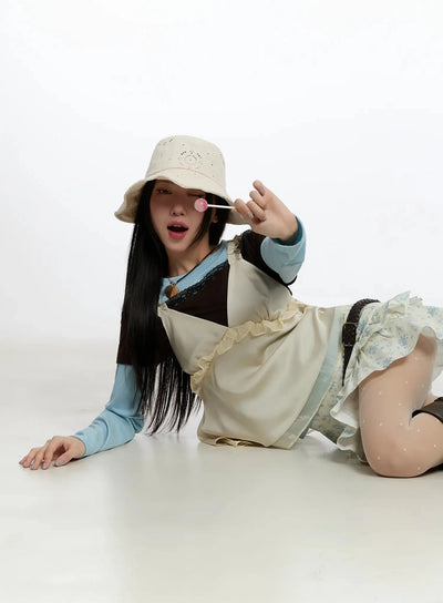 silky-frill-slip-top-im509 / Light beige