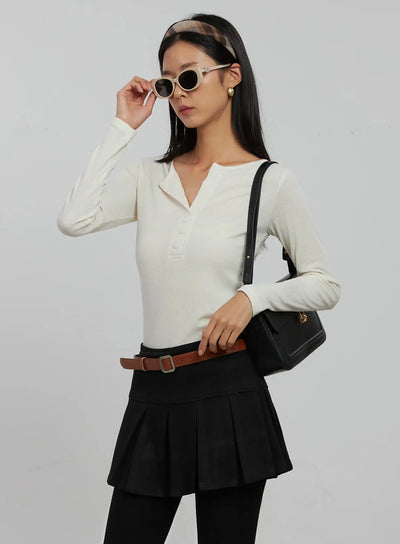 slim-fit-ribbed-top-ij509 / Light beige