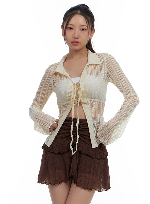 sheer-strap-corset-style-crop-cardigan-cs424 / Light beige