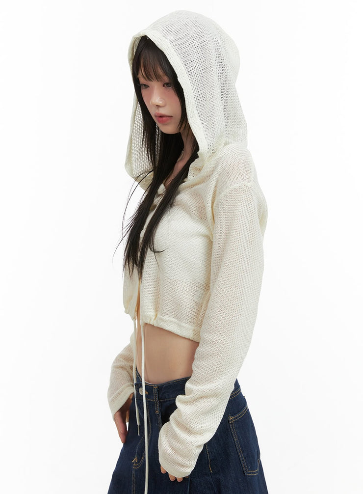 see-through-hooded-cardigan-cg426 / Light beige