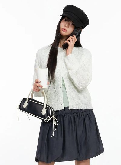 basic-crew-neck-cardigan-ia523 / Light beige