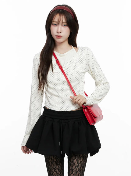 polka-dot-layered-halter-top-in525 / Light beige