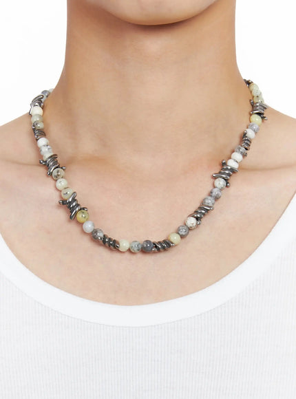 light-wire-bead-necklace-io516 / Light beige