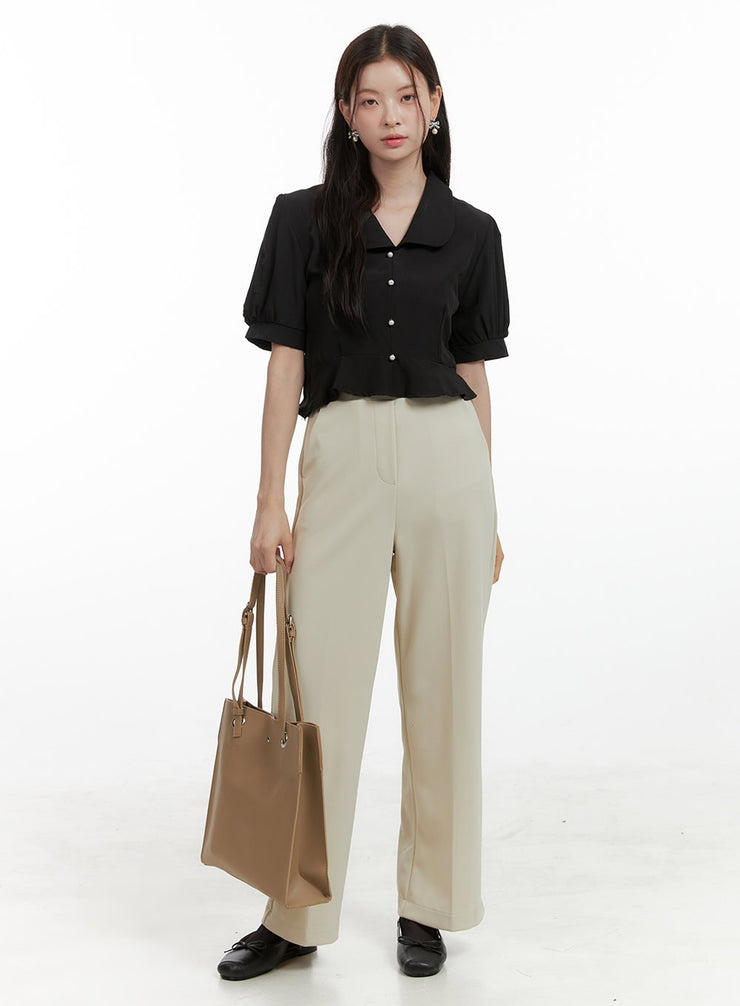 loose-fit-slim-fit-tailored-pants-ol416 / Light beige