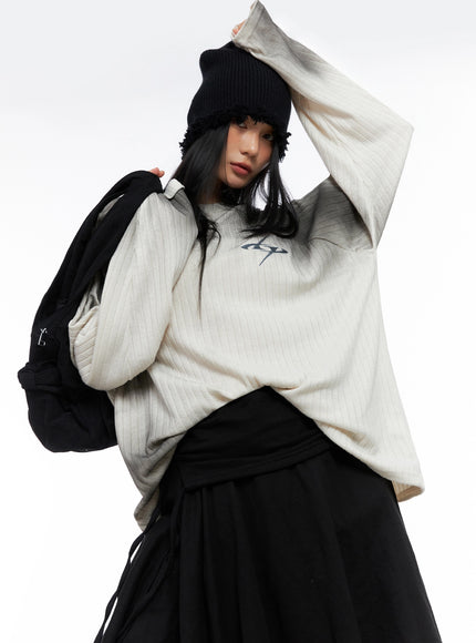 oversized-gradient-ribbed-knit-top-co517 / Light beige