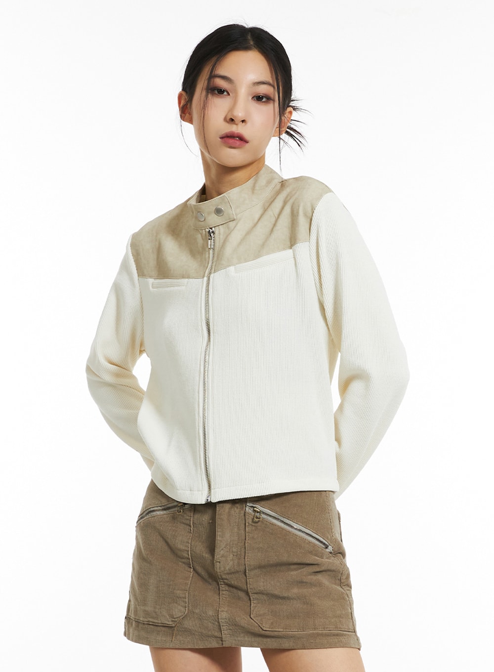 Button Collar Bomber Jacket IN308
