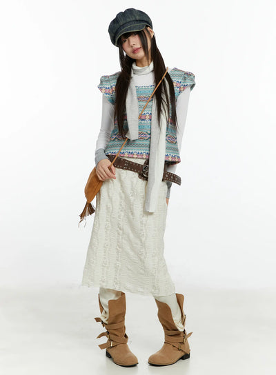 textured-maxi-skirt-pants-cf509 / Light beige