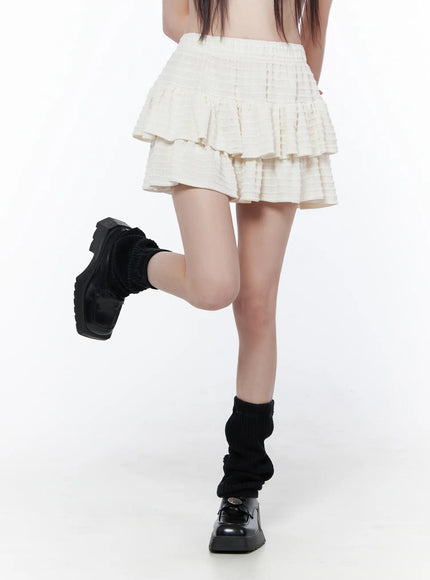 ruffle-mini-skirt-cu519 / Light beige