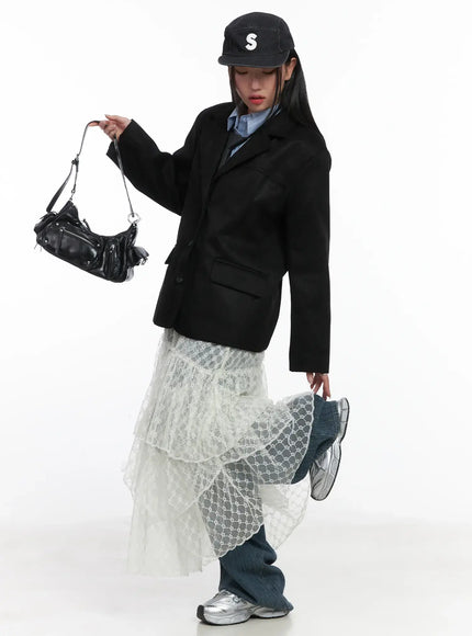 lace-sheer-maxi-skirt-cd529 / Light beige