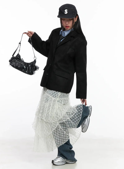 lace-sheer-maxi-skirt-cd529 / Light beige