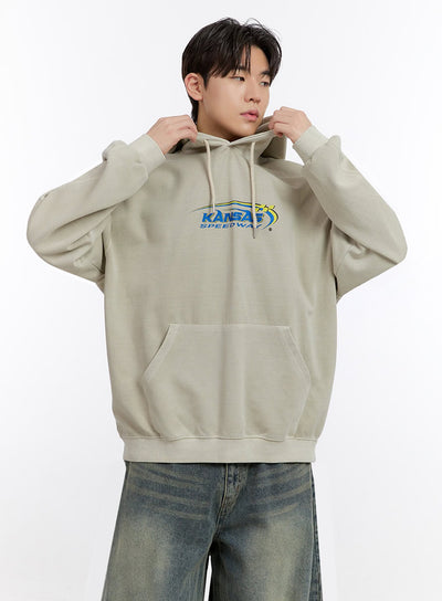 mens-graphic-logo-hoodie-im525 / Light beige