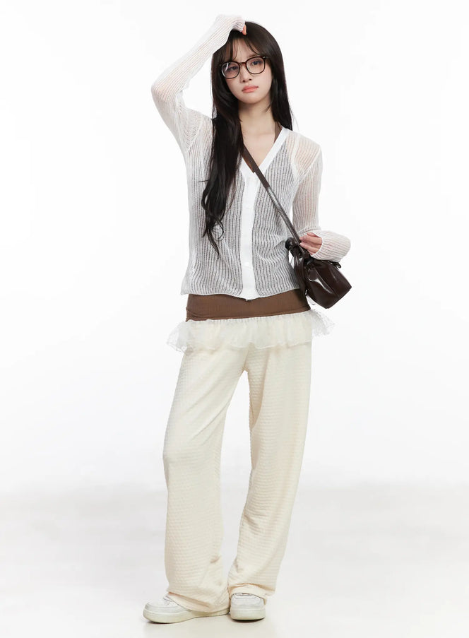 textured-relaxed-sweatpants-cm527 / Light beige