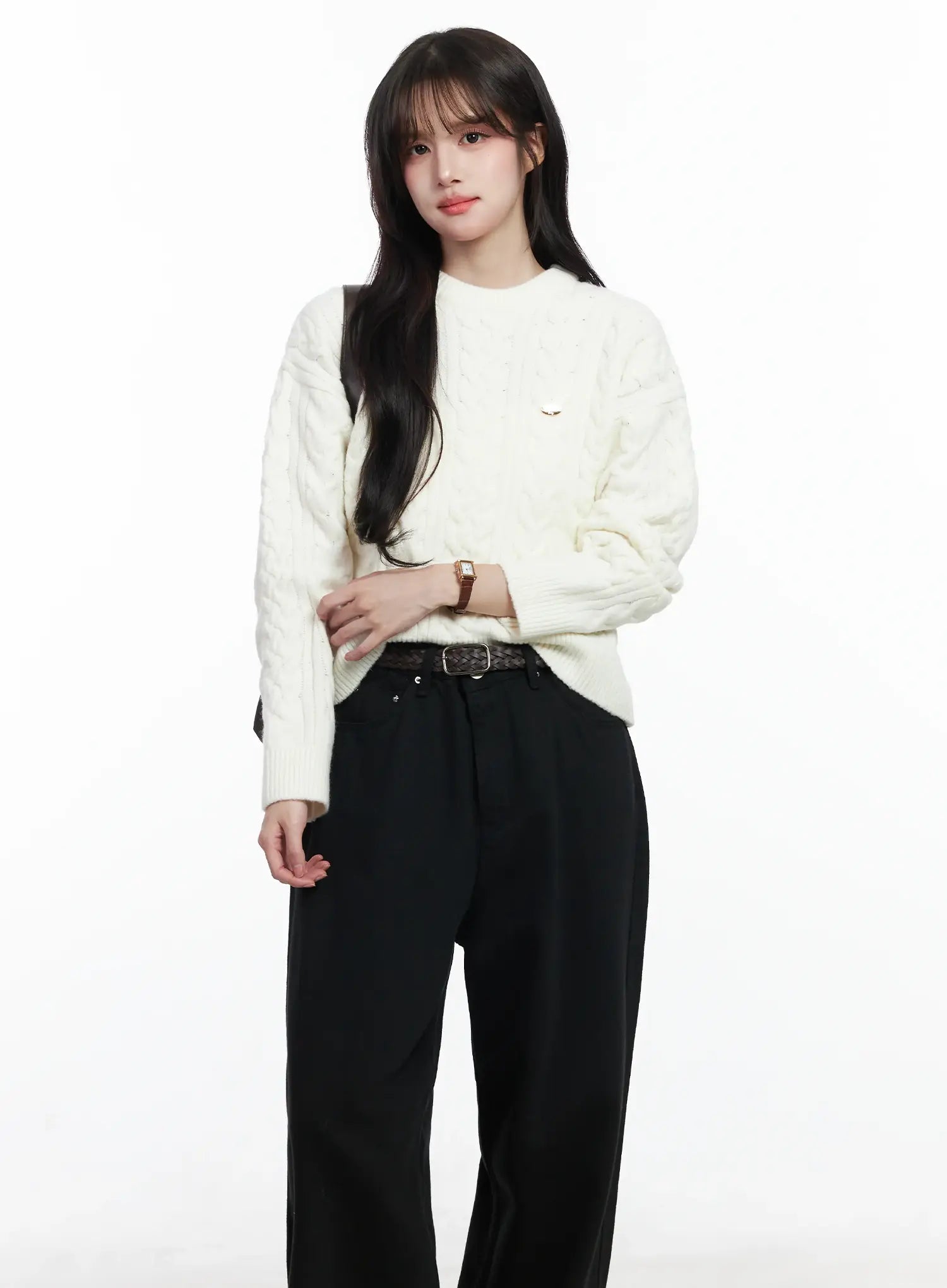 cable-knit-sweater-ij529 / Light beige